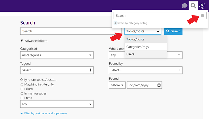 open advanced search
